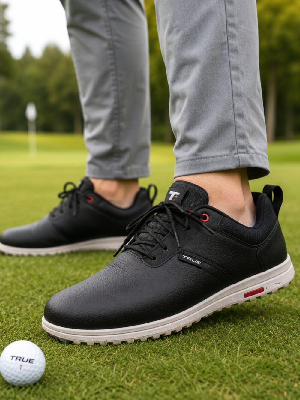 TRUE Linkswear Original 1.2 Golf Shoes Men's 10 Classic Black Waterproof